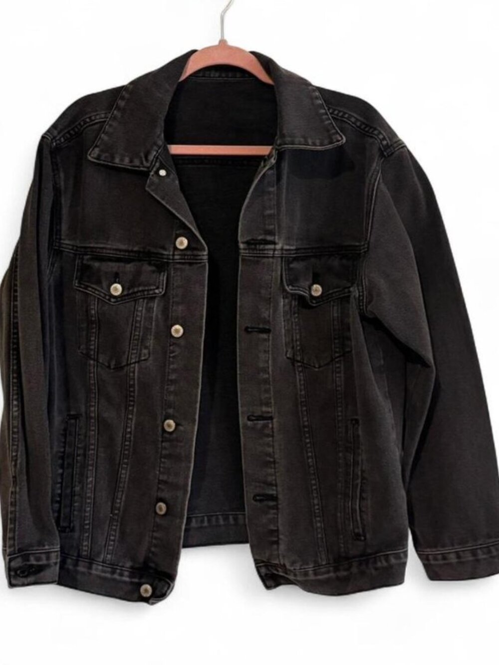 Brandy Melville Oversized Black Denim Jacket One Size